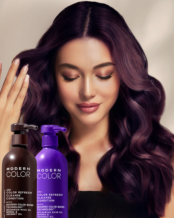 3-IN-1 HAIR COLOR REFRESH + CLEANSE + CONDITION - Plum Burgundy Bundle (Espresso + Violet)